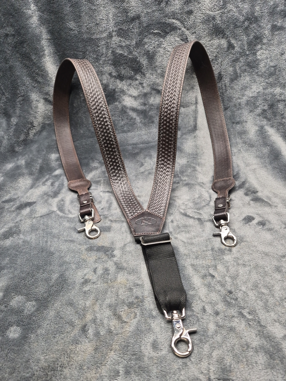 Mens Nocona Belt Co. Leather Suspenders Brown Embossed Adjustable X N8512402